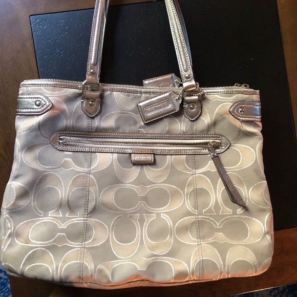 coach metallic tote bag